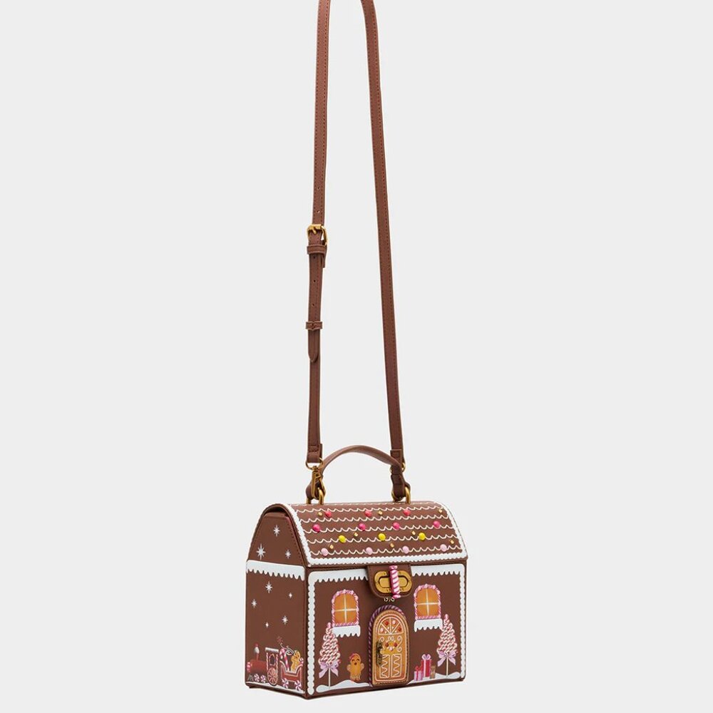 Betsey Johnson Kitsch Baking Spirits Bright Light Up Gingerbread House Crossbody - Picture 7 of 14